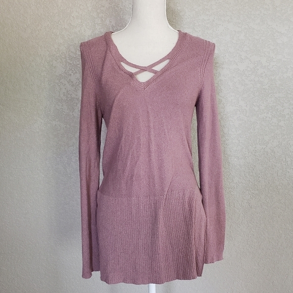 Free people criss cross front knit tunic sweater - Picture 1 of 8